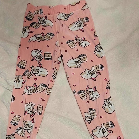 pink coffee and puppies print lounge pants - Picture 1 of 1
